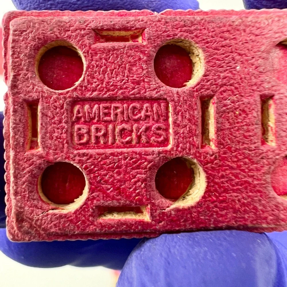 VTG American Bricks 2LB Halsam Wood Building Blocks Bulk Lot Red /Yellow USA